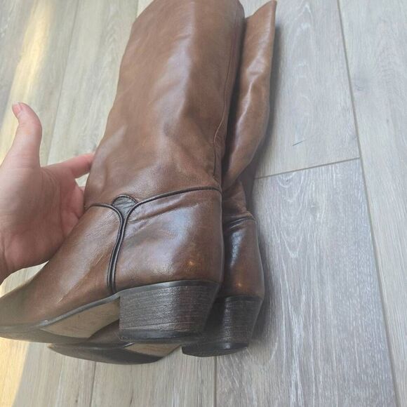 Peter Kaiser brown leather calf height boots women's 6.5 elastomere west Germany - Picture 12 of 13